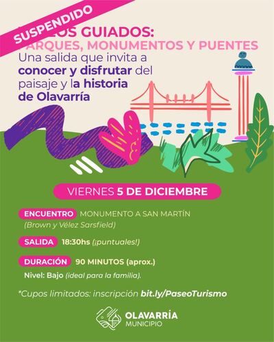 Olavarría: Por cuestiones climáticas se suspendió la salida de “Monumentos, Parques y Paseos”