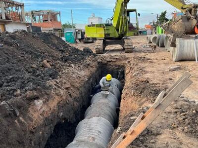 Lomas: Se realiza una obra de saneamiento hídrico en el barrio El Paredón de Fiorito