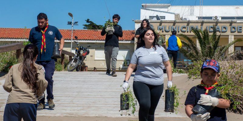 La Costa: Continúan las acciones de forestación en la línea de médanos en Mar del Tuyú