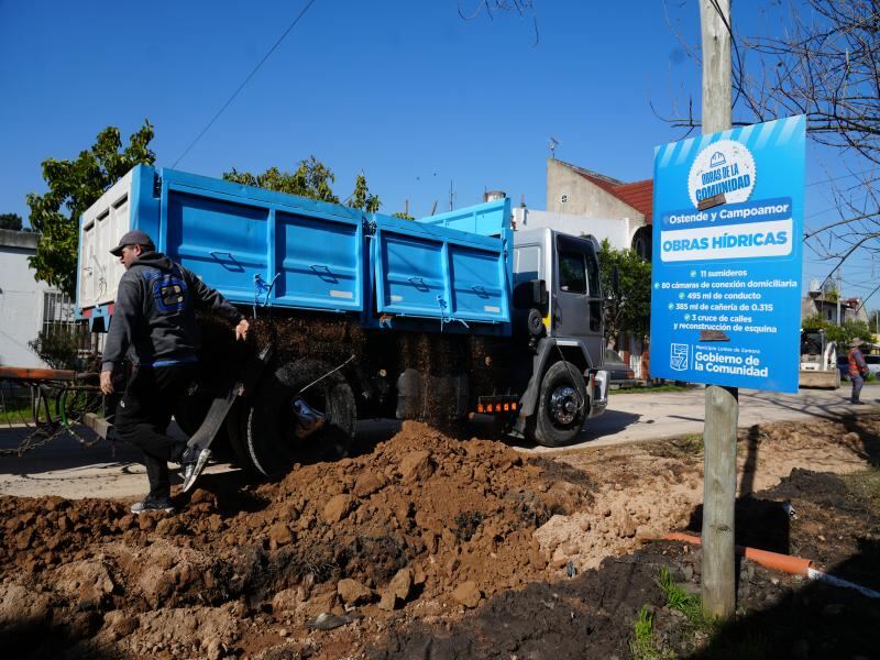 Lomas de Zamora: Iniciaron las obras hídricas sobre Bucarest en Albertina
